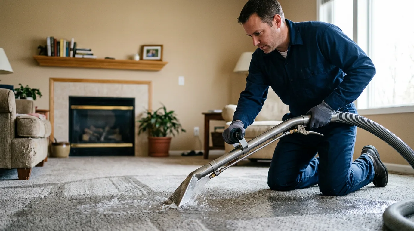 Water damage restoration technician working near Cove City, NC